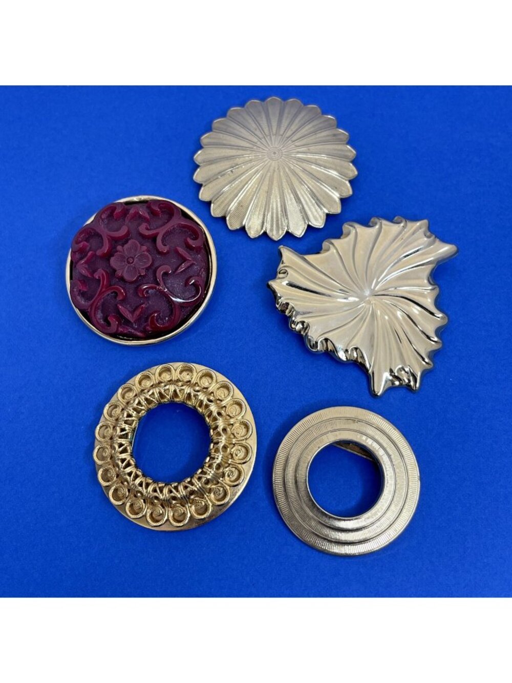 Vintage Lot Of 5 Scarf Clips Gold-tone Bundle